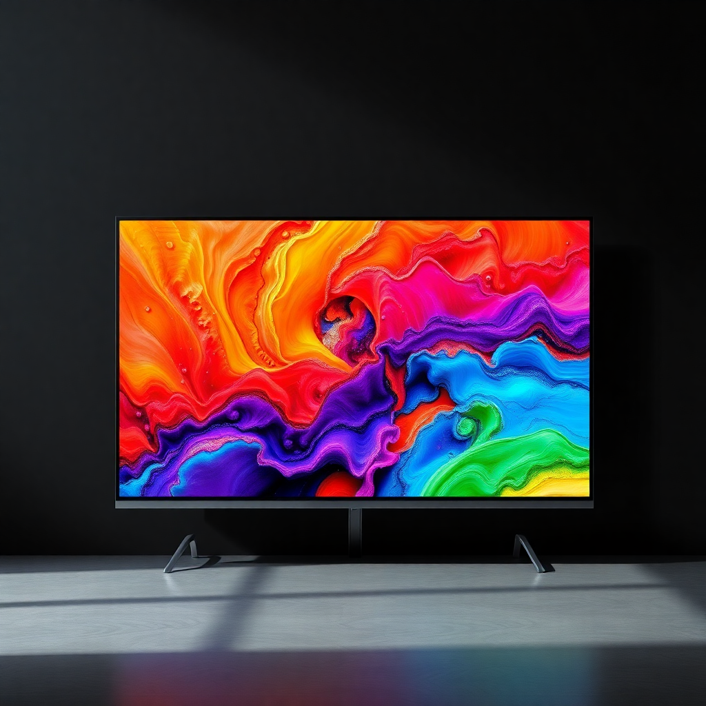 premium OLED TV on dark background with minimal design, high end
